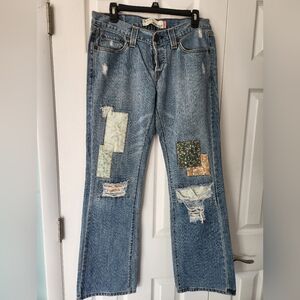 Vtg Levi's Patchwork Jeans Floral Distressed Y2K